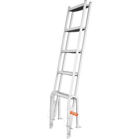 VEVOR Dock Ladder Flip Up 5 Steps, 350lbs Load Capacity, Aluminum Pontoon Boat Ladder with 4" Wide Step & Nonslip Rubber Mat,Swimm Step Ladder for Shi
