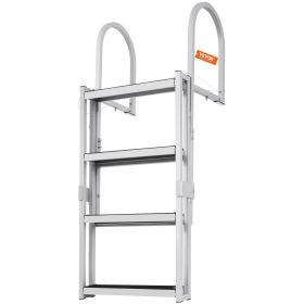 VEVOR Dock Ladder, Retractable 5 Steps, 350 lbs Load Capacity, Aluminum Alloy Pontoon Boat Ladder with 66.9''-78.9'' Adjustable Height, 4'' Wide Step