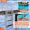 VEVOR Dock Ladder, Retractable 5 Steps, 350 lbs Load Capacity, Aluminum Alloy Pontoon Boat Ladder with 66.9''-78.9'' Adjustable Height, 4'' Wide Step