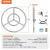 VEVOR 18 inch Round Drop-in Fire Pit Pan, Stainless Steel Fire Pit Burner Kit, Natural & Propane Gas Fire Pan with 150,000 BTU for Indoor or Outdoor U