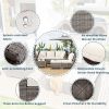 TOPMAX 6-Piece Outdoor Sofa Set, PE Wicker Rattan Sofa with 2 Corner Chairs, 2 Single Chairs, 1 Ottoman and 1 Storage Table, All-weather Conversationa