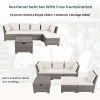 TOPMAX 6-Piece Outdoor Sofa Set, PE Wicker Rattan Sofa with 2 Corner Chairs, 2 Single Chairs, 1 Ottoman and 1 Storage Table, All-weather Conversationa