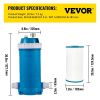 VEVOR Pool Cartridge Filter, 100Sq. Ft Filter Area Inground Pool Filter,Above Ground Swimming Pool Cartridge Filter System w/Polyester Cartridge,Corro