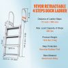 VEVOR Dock Ladder, Retractable 5 Steps, 350 lbs Load Capacity, Aluminum Alloy Pontoon Boat Ladder with 66.9''-78.9'' Adjustable Height, 4'' Wide Step