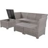 TOPMAX 6-Piece Outdoor Sofa Set, PE Wicker Rattan Sofa with 2 Corner Chairs, 2 Single Chairs, 1 Ottoman and 1 Storage Table, All-weather Conversationa