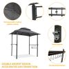 Outdoor Grill Gazebo 8 x 5 Ft, Shelter Tent, Double Tier Soft Top Canopy and Steel Frame with hook and Bar Counters, Grey