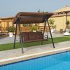 Outdoor 3-Seat Porch Swing with Adjust Canopy and Cushions