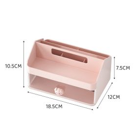Desktop Pen Container Stationery Storage Box (Color: Pink)