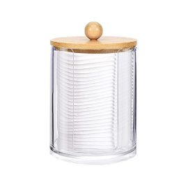 Cotton Swab Storage Box Acrylic Portable Round Container (Option: Round Notch Ball Cover)