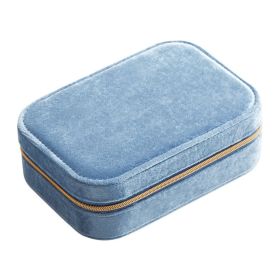 Flannel Jewelry Box Ring Necklace Ear Stud Earring Storage Box (Option: Light Blue)