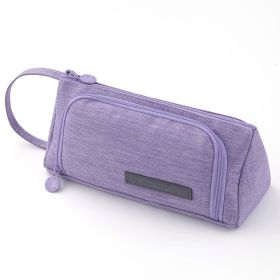 Large Capacity Canvas Minimalism Cute Stationery Case (Color: Purple)