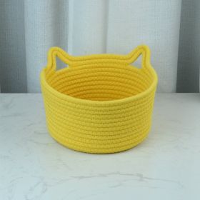 Cat's Ears Desktop Storage Basket Hand Woven Cartoon (Option: Yellow-21cmx12cm)